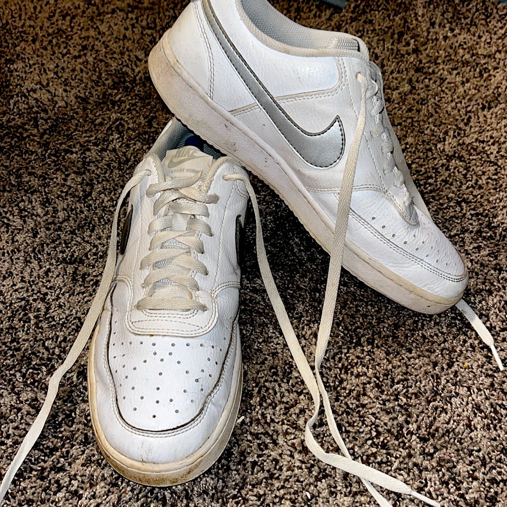 Women’s Nike court visions with sliver check mark on sides